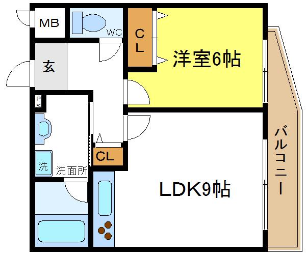 アイキューブ平野(1LDK/3階)の間取り写真