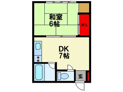 レユーナ(1DK/1階)の間取り写真