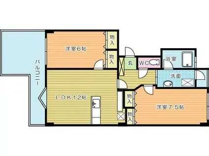 レイブリック東水町(2LDK/2階)の間取り写真
