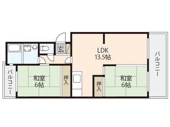 第1ビューハイツ(2LDK/3階)の間取り写真
