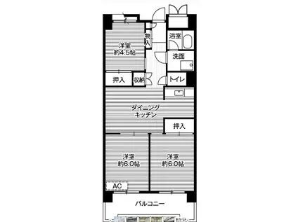 ビレッジハウス品川八潮タワー(3DK/3階)の間取り写真