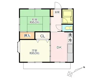 モアレグルス(2DK/1階)の間取り写真