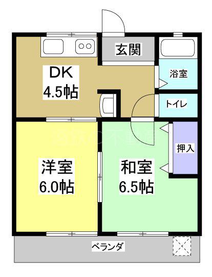 曳馬グリーンハイツB(2DK/2階)の間取り写真