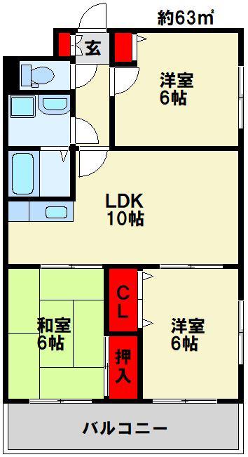 ソフィア(3LDK/3階)の間取り写真