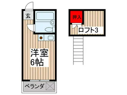 ペンション竹ノ塚(ワンルーム/2階)の間取り写真