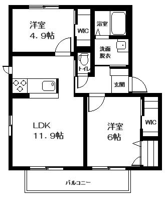 シャーメゾンパルボーヌA棟(2LDK/1階)の間取り写真