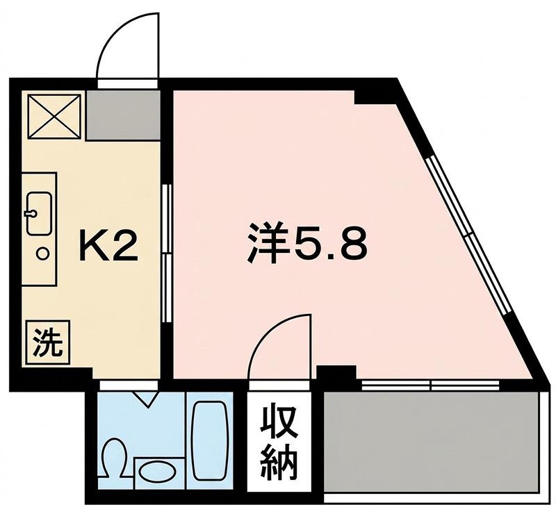 横澤ハイムB(1K/3階)の間取り写真