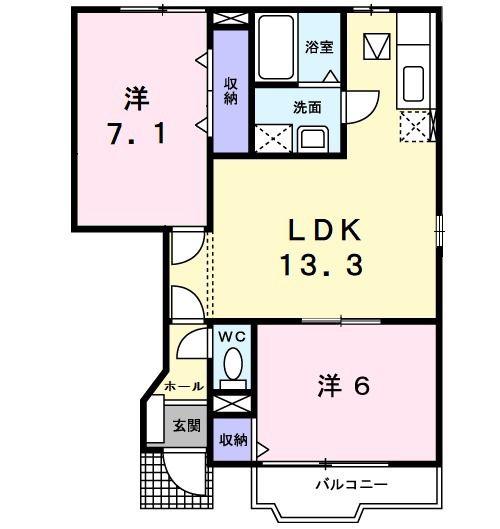 カーサ ラウレールI(2LDK/1階)の間取り写真
