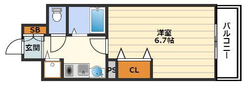 エイペックス天神橋I(1K/7階)の間取り写真
