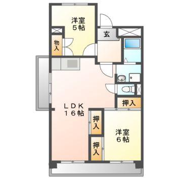 SUN HEIGHTS(2LDK/3階)の間取り写真