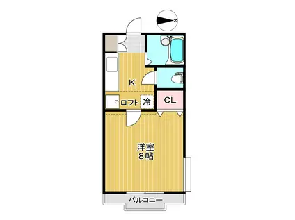 イーハウス2000(1K/2階)の間取り写真