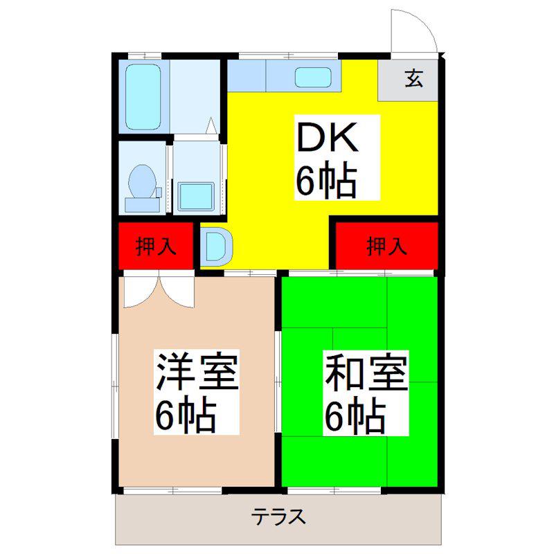 シルクハイツイイジマ(2DK/1階)の間取り写真