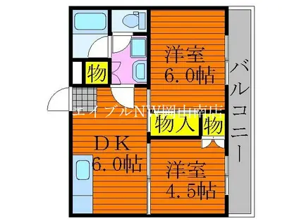 グランツ西古松II(2DK/5階)の間取り写真