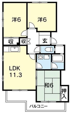 ローレルハイツかちどき(3LDK/1階)の間取り写真