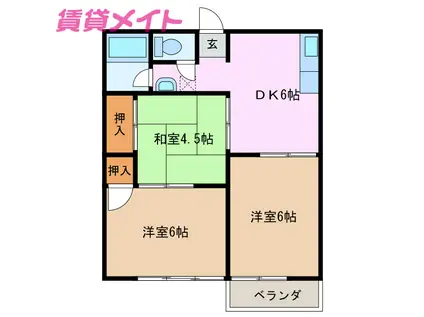 ハイツ山の平(3DK/1階)の間取り写真