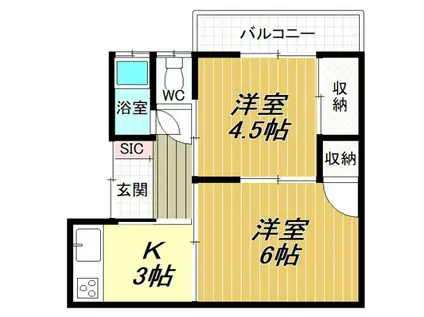 仲澤コーポ(2K/2階)の間取り写真
