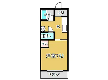 ハイツバロン(1K/1階)の間取り写真