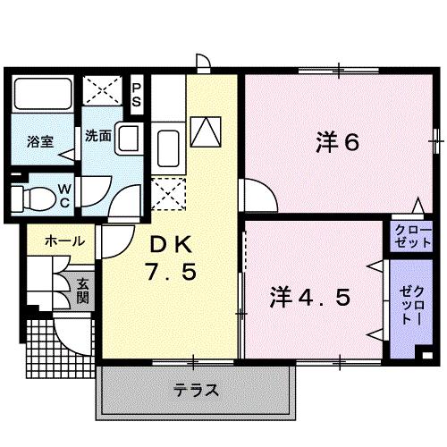 ビバーチェ ジェイ ドウエ(2DK/1階)の間取り写真