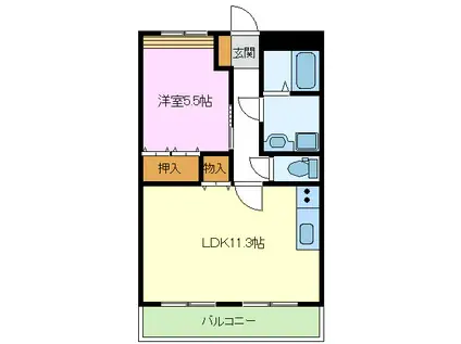 VILLAROSA(1LDK/1階)の間取り写真