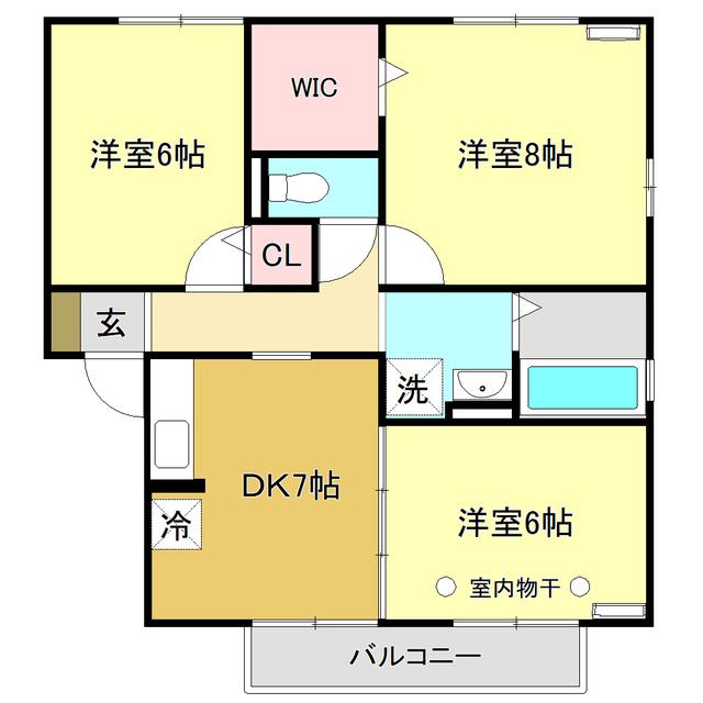 グランフェリオ C棟(3DK/2階)の間取り写真