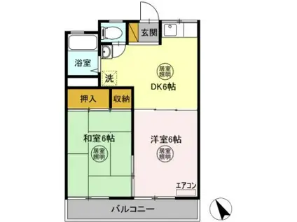 十王堂ハイツB(2DK/2階)の間取り写真