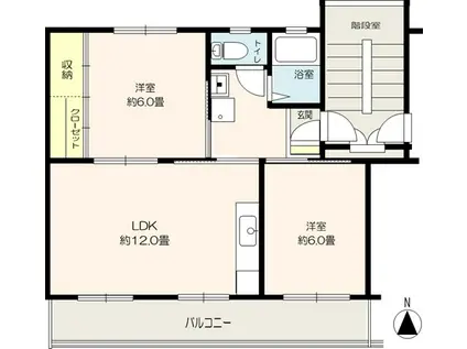高洲第一団地(2LDK/3階)の間取り写真