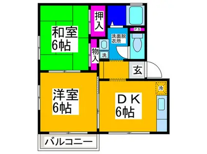 SKエルフィン(2DK/2階)の間取り写真