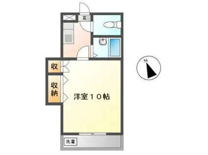 マンションほうれん草(1K/3階)の間取り写真