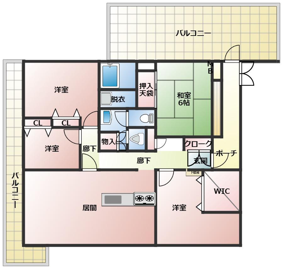 フォレストハウス(4LDK/5階)の間取り写真
