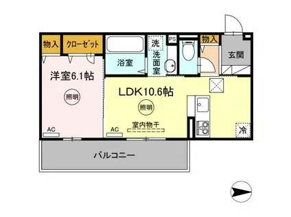 D-ROOM春日 B棟(2LDK/1階)の間取り写真