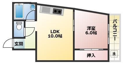 ウスヰマンション(1LDK/2階)の間取り写真