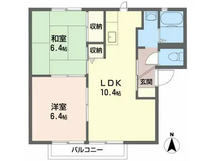 カーサアゼリア(2LDK/2階)の間取り写真