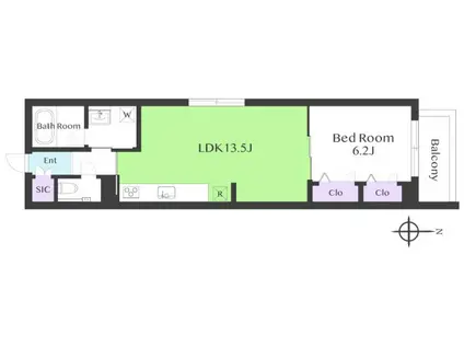 ウィズプラス等々力(1LDK/2階)の間取り写真