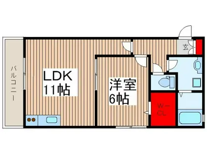 フルールさくら(1LDK/1階)の間取り写真