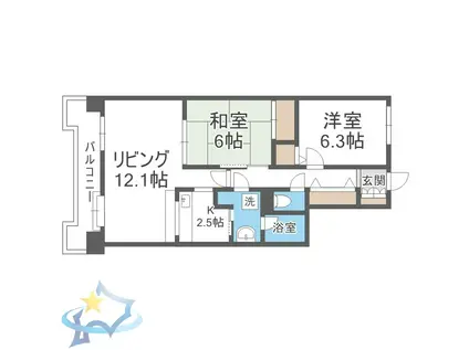 THE RESIDENCE PARK ODORIKOEN(2LDK/9階)の間取り写真