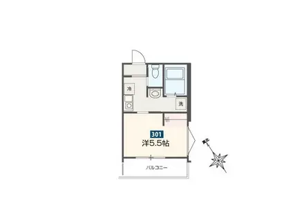 MELDIA新座II(1K/3階)の間取り写真