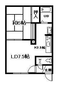 どんぐりの部屋(1LDK/2階)の間取り写真