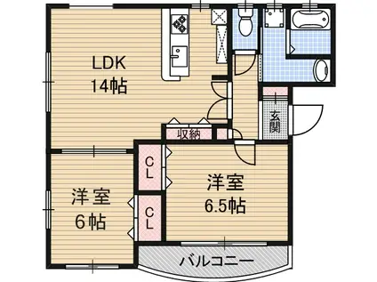 アルプル・リヴェール(2LDK/3階)の間取り写真