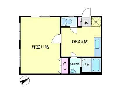 VIVACE東寺尾(1DK/1階)の間取り写真