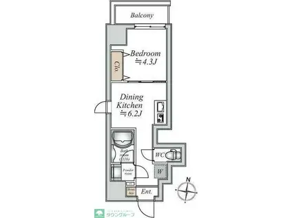 グランカーサ大島(1DK/3階)の間取り写真