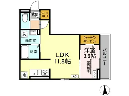 D PAINA 桜ヶ丘(1LDK/2階)の間取り写真