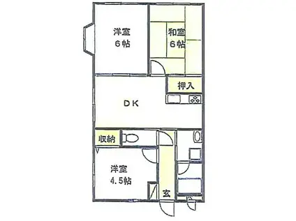 クレインIIビル(3DK/2階)の間取り写真