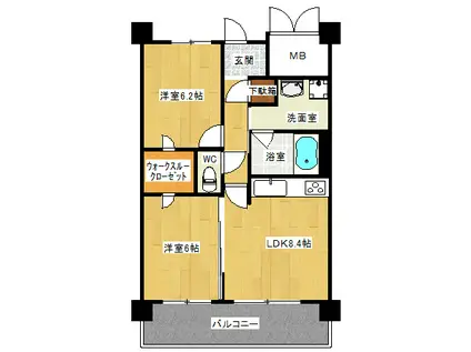 ARIES-アリエス-(2LDK/5階)の間取り写真