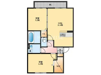 ヴィクトワールK-IV(2LDK/2階)の間取り写真