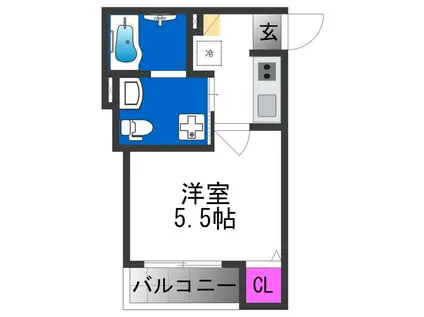 CRASTINE住吉大社(1K/2階)の間取り写真