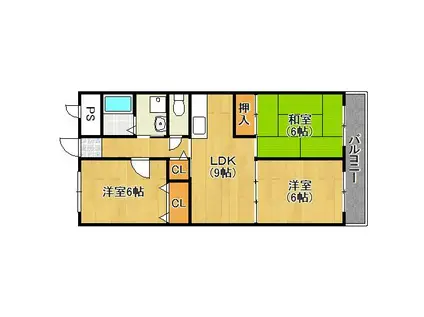 シティーアーク長吉(3LDK/1階)の間取り写真