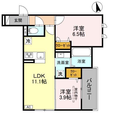 メゾン ド ソルテ(2LDK/3階)の間取り写真