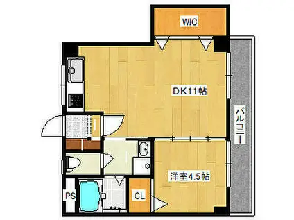 岡ビル(1SLDK/3階)の間取り写真