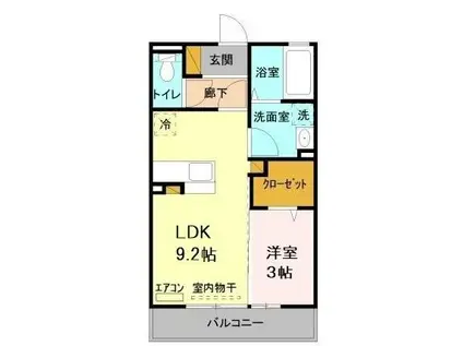 イーストファインヒルズ(1LDK/3階)の間取り写真