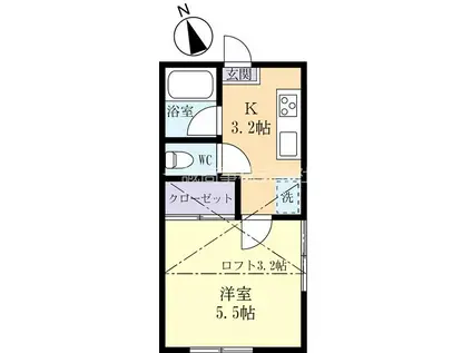 ハイツ姫(1K/3階)の間取り写真
